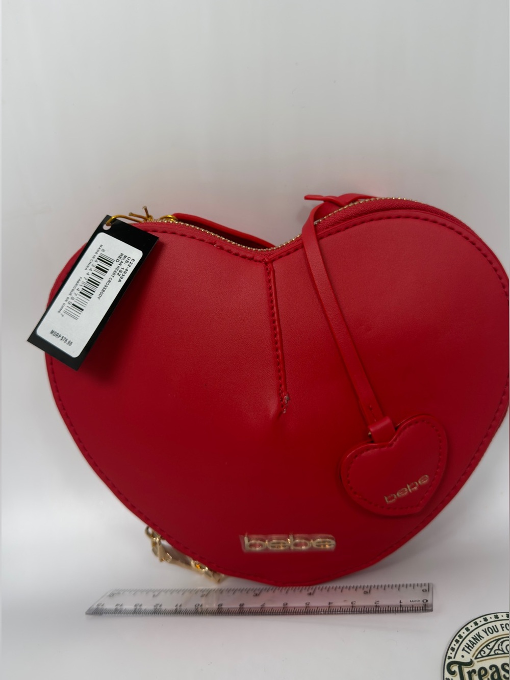 bebe Red Heart-Shaped Mini Crossbody Bag